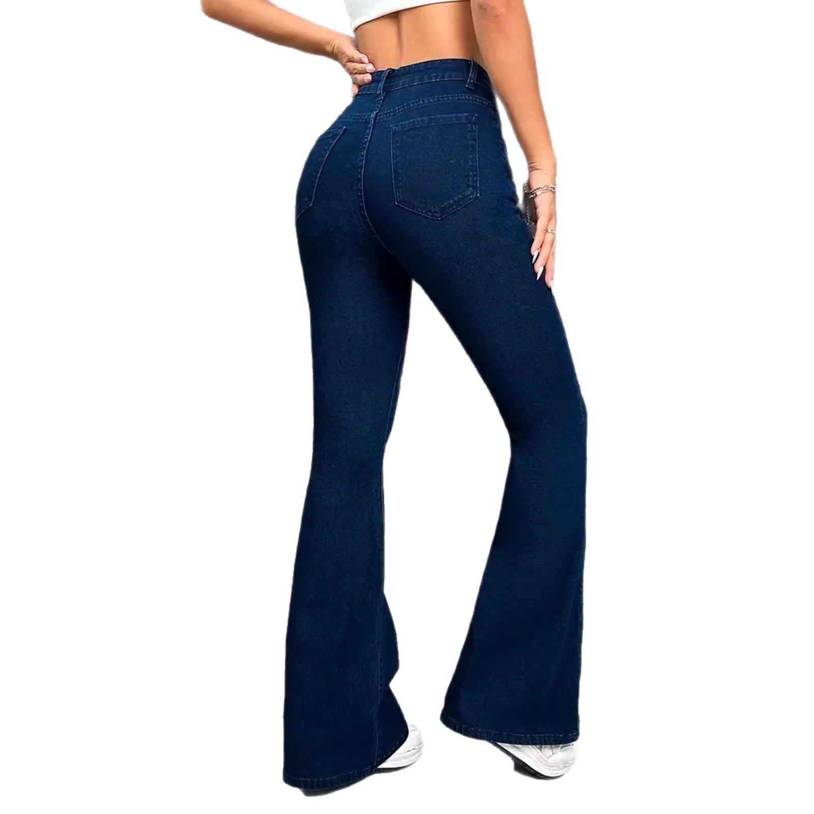Dunkelblaue Damenhose mit Knöpfen