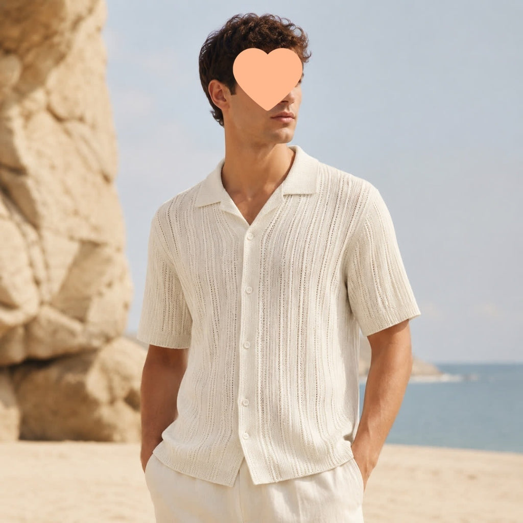 Leichter Kurzarm Pullover mit Lochmuster