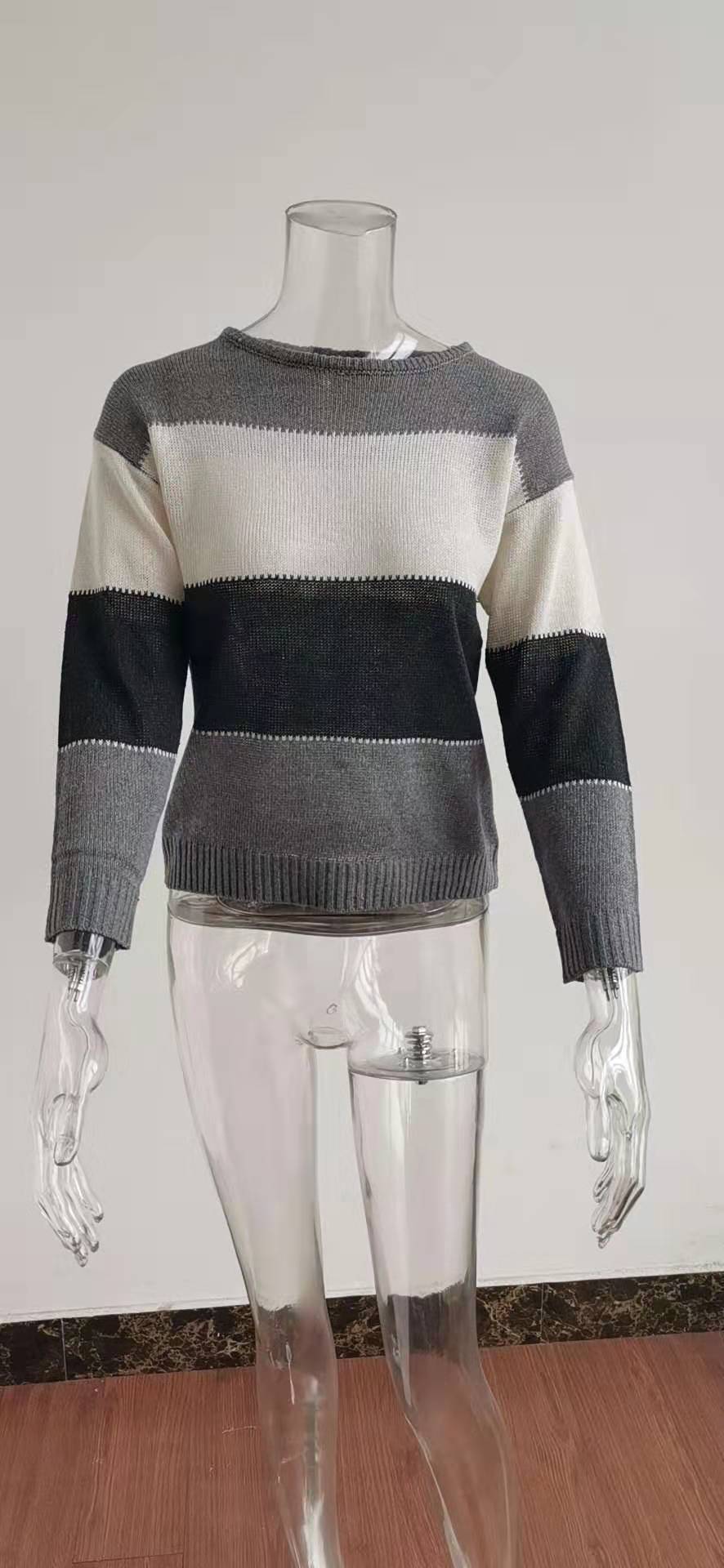 Gestreifter Langarm-Pullover für Damen