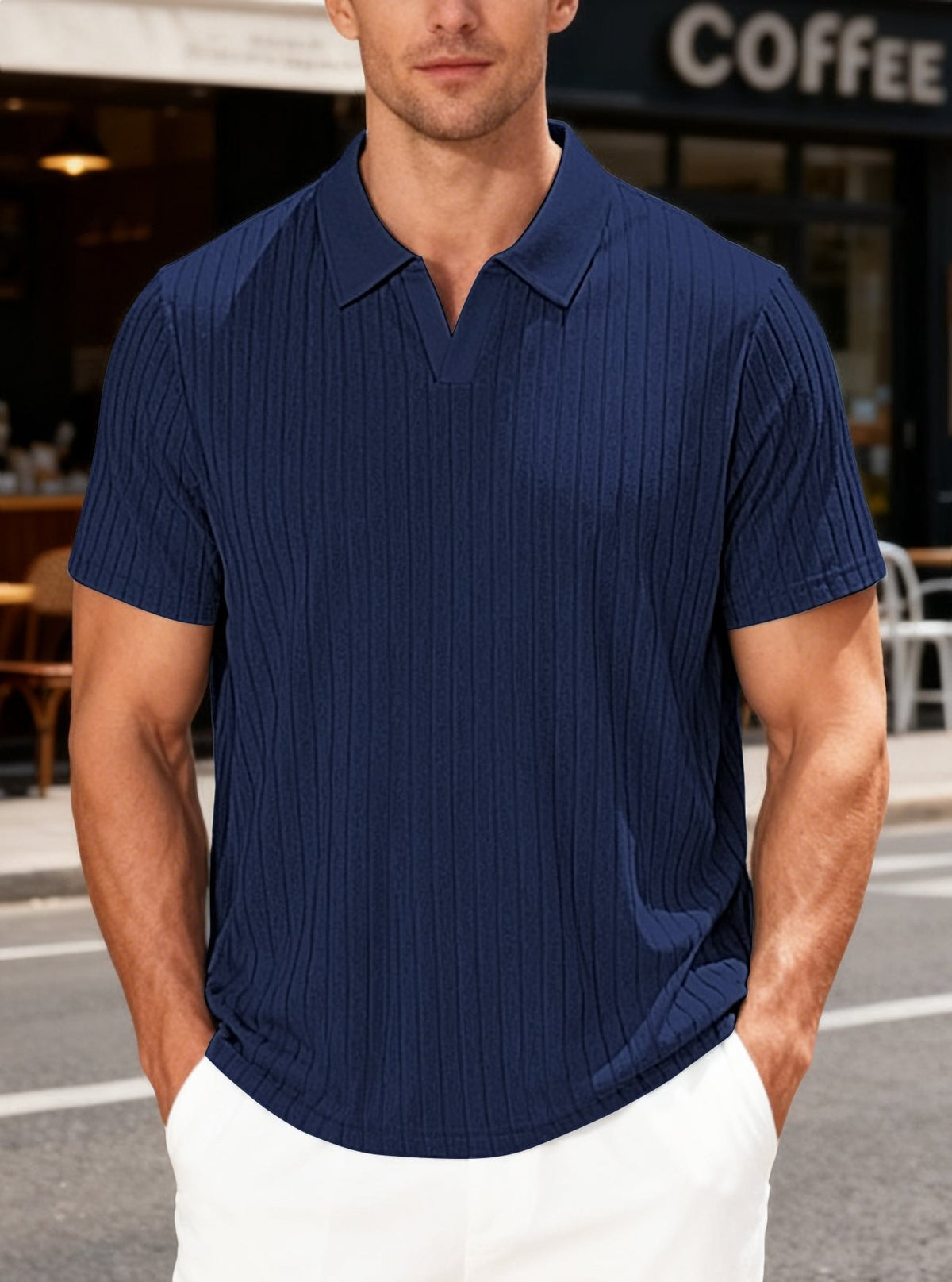 Gestreiftes Jacquard-Freizeithemd für Herren – Bild 2 | LuxeStyle