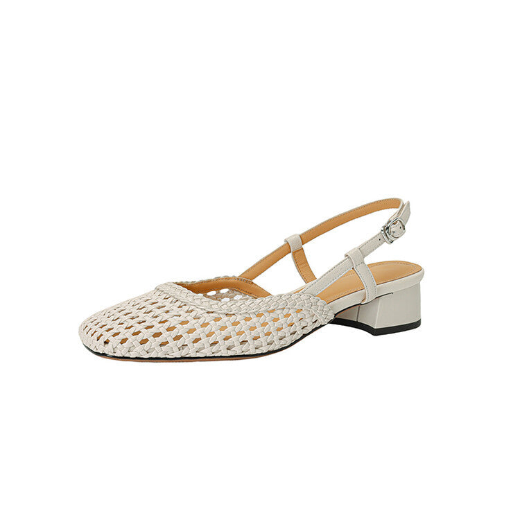 Geflochtene Sandalen mit Blockabsatz – Bild 6 | LuxeStyle