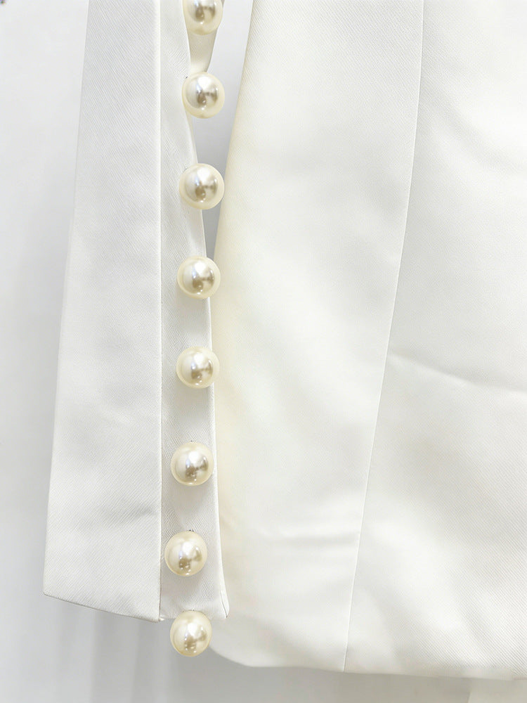 Blazer mit Perlen & Schlaghose 2-teiliges Set