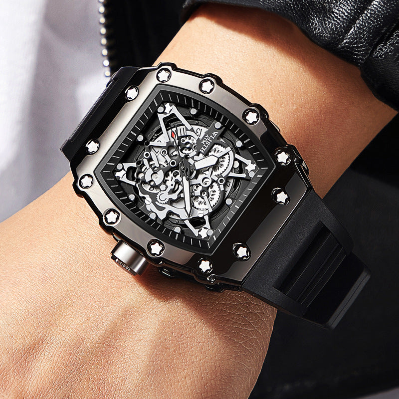 Grosse Leucht-Herrenuhr im Tonneau-Design