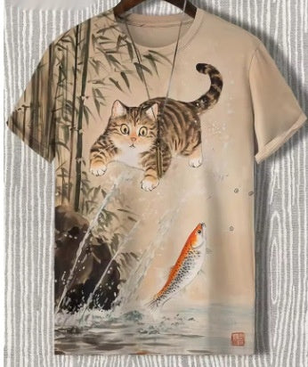 3D Reisekatzen-T-Shirt für Herren