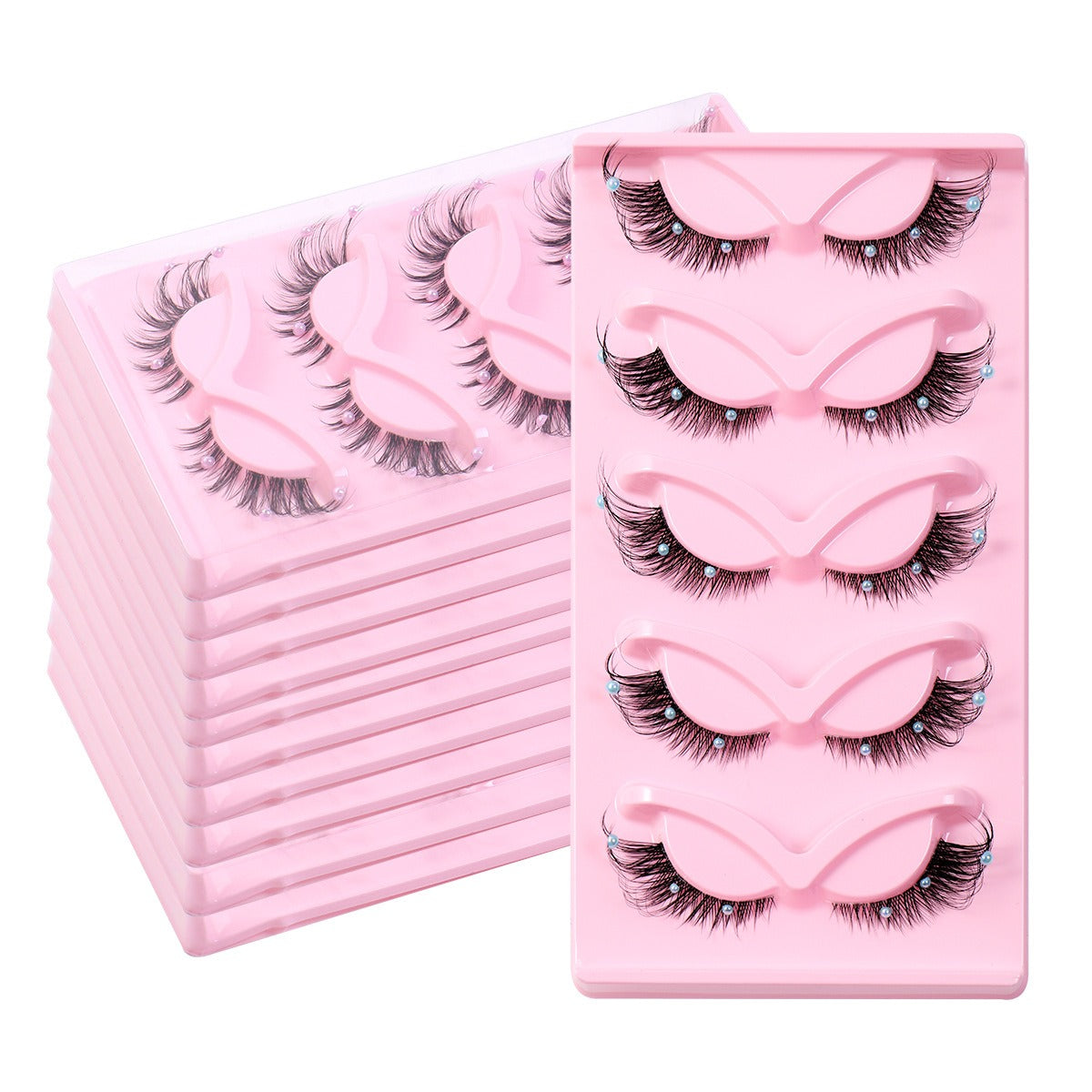 5 Paar Foxy 3D-Wimpern mit transparentem Band