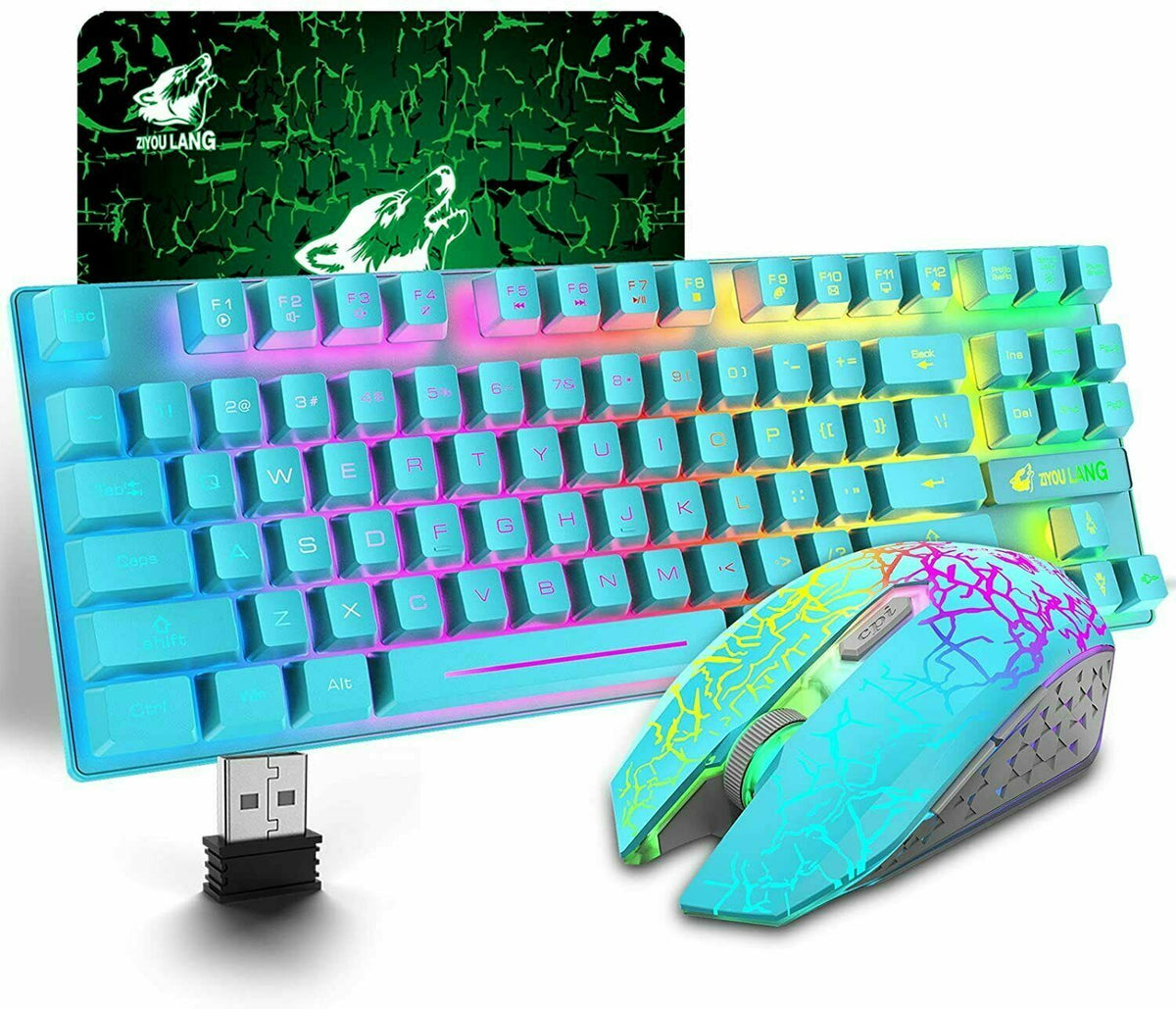 T87 Kabelloses Gaming-Tastatur-Maus-Set Rainbow
