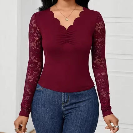 Elegantes Spitzen-Langarmshirt für Damen – Ansicht 5