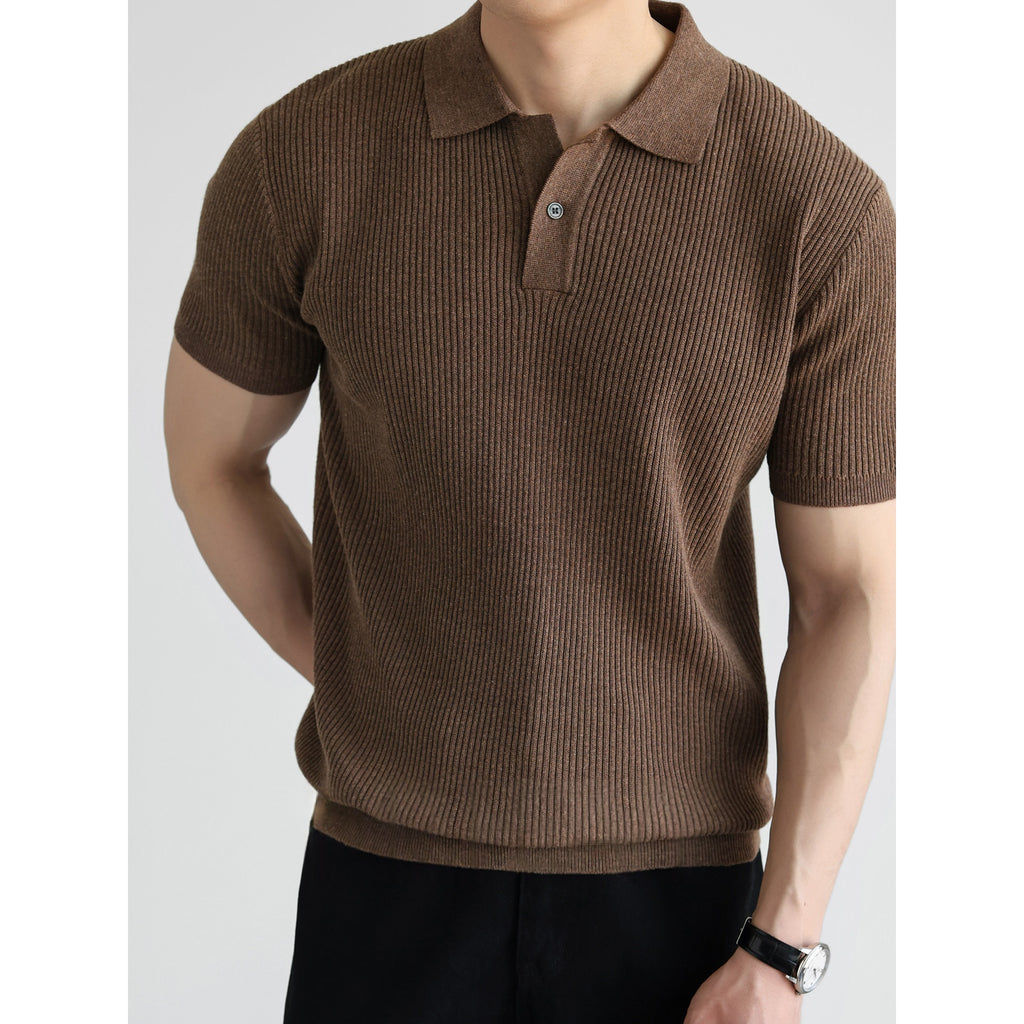 Herren-Polo Kurzarm Strick-T-Shirt