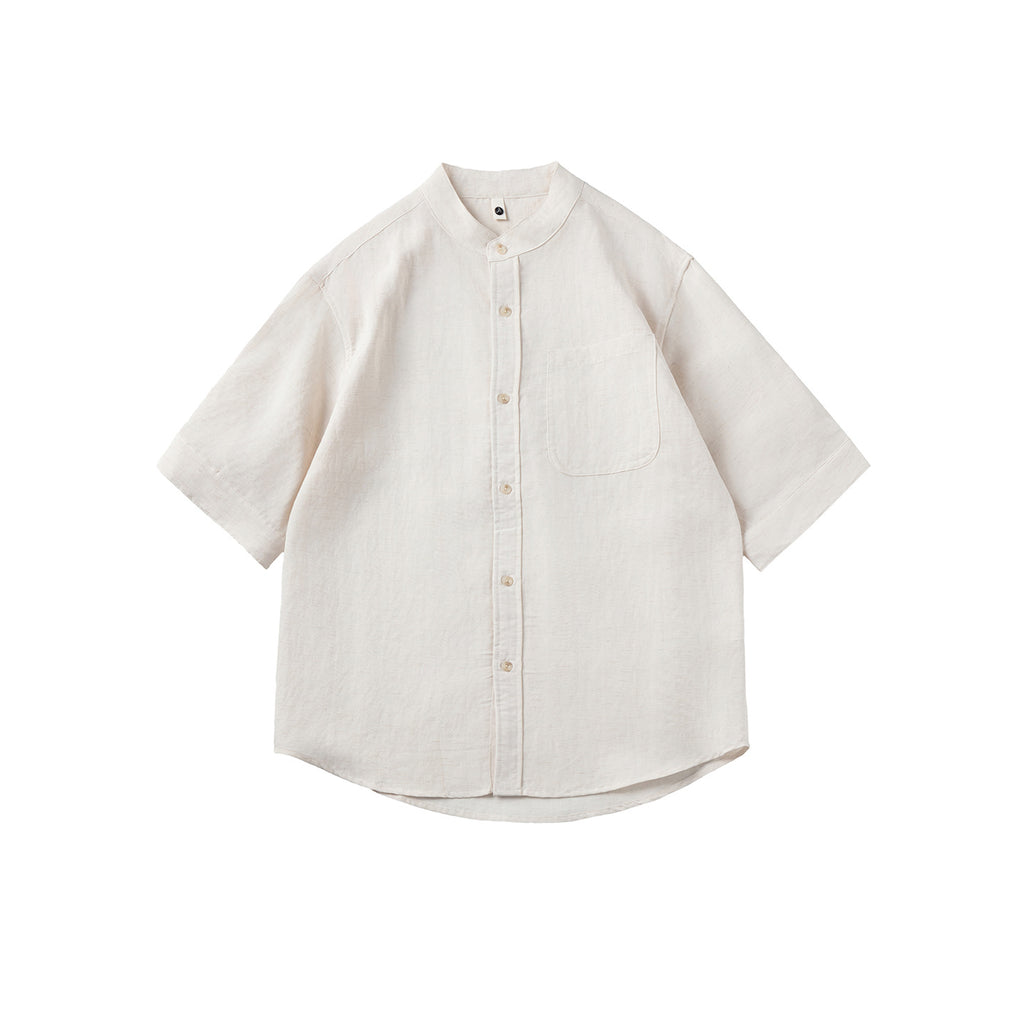 Herren Cardigan Hemd mit Stehkragen
