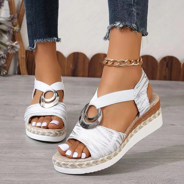 Keilabsatz-Sandalen mit Hanfseil & Metallschnalle – Bild 6 | LuxeStyle