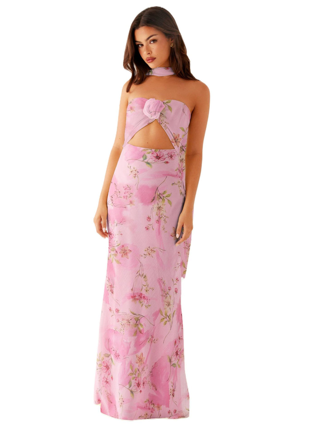 Blumiges Kleid mit Schnürung