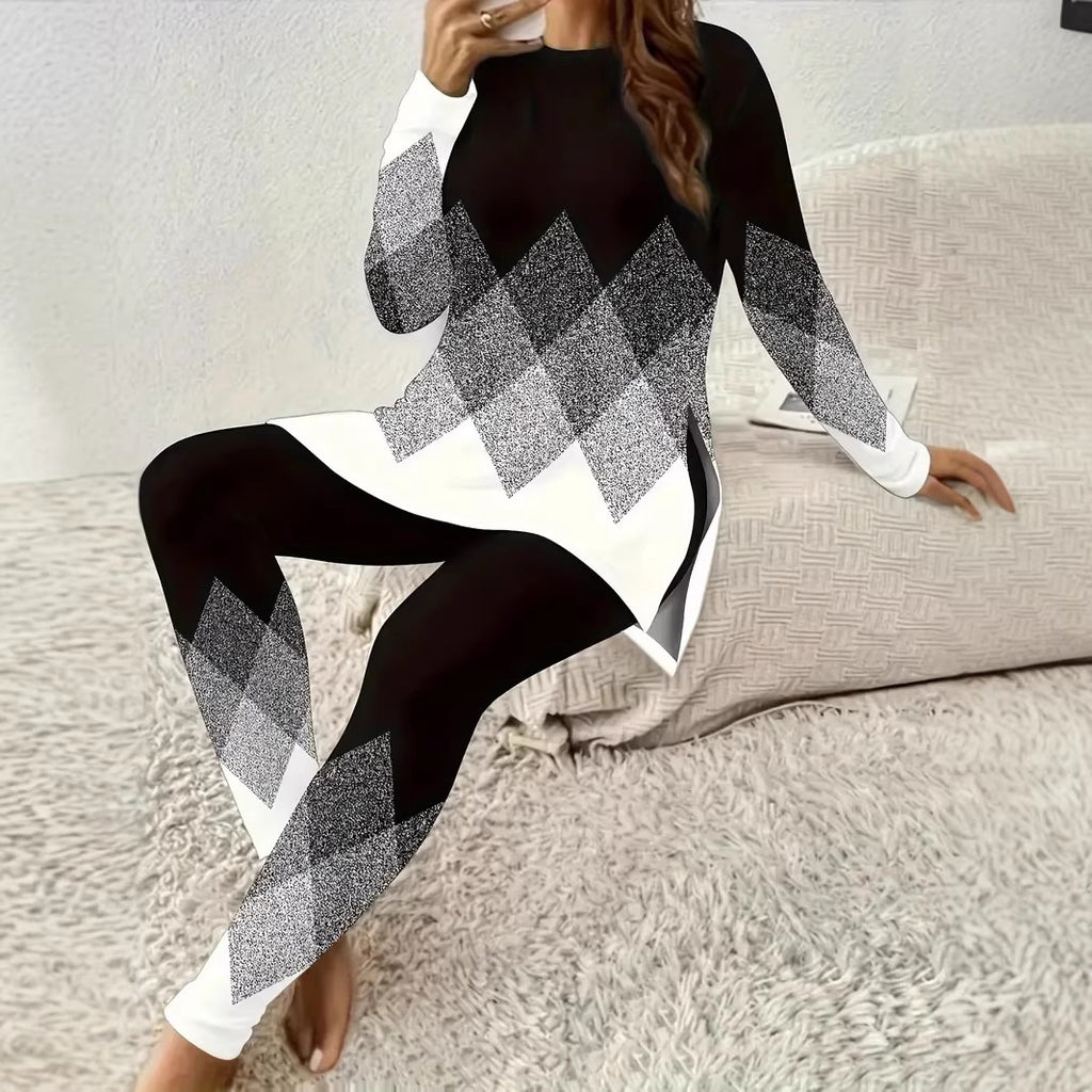Geometrisches Print Top & Hose Set