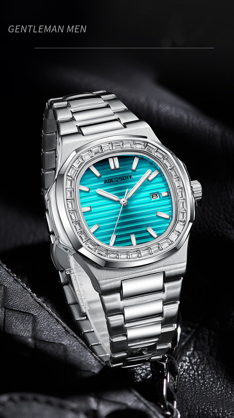Herren Quarzuhr mit Leuchtzeigern und Stahlarmband – Bild 2 | LuxeStyle