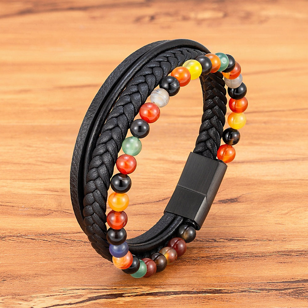 Armband aus Edelstahl mit Tigerauge und Obsidian – Bild 6 | LuxeStyle