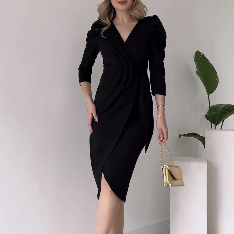 Midi-Kleid mit Lotusblatt-Saum | LuxeStyle