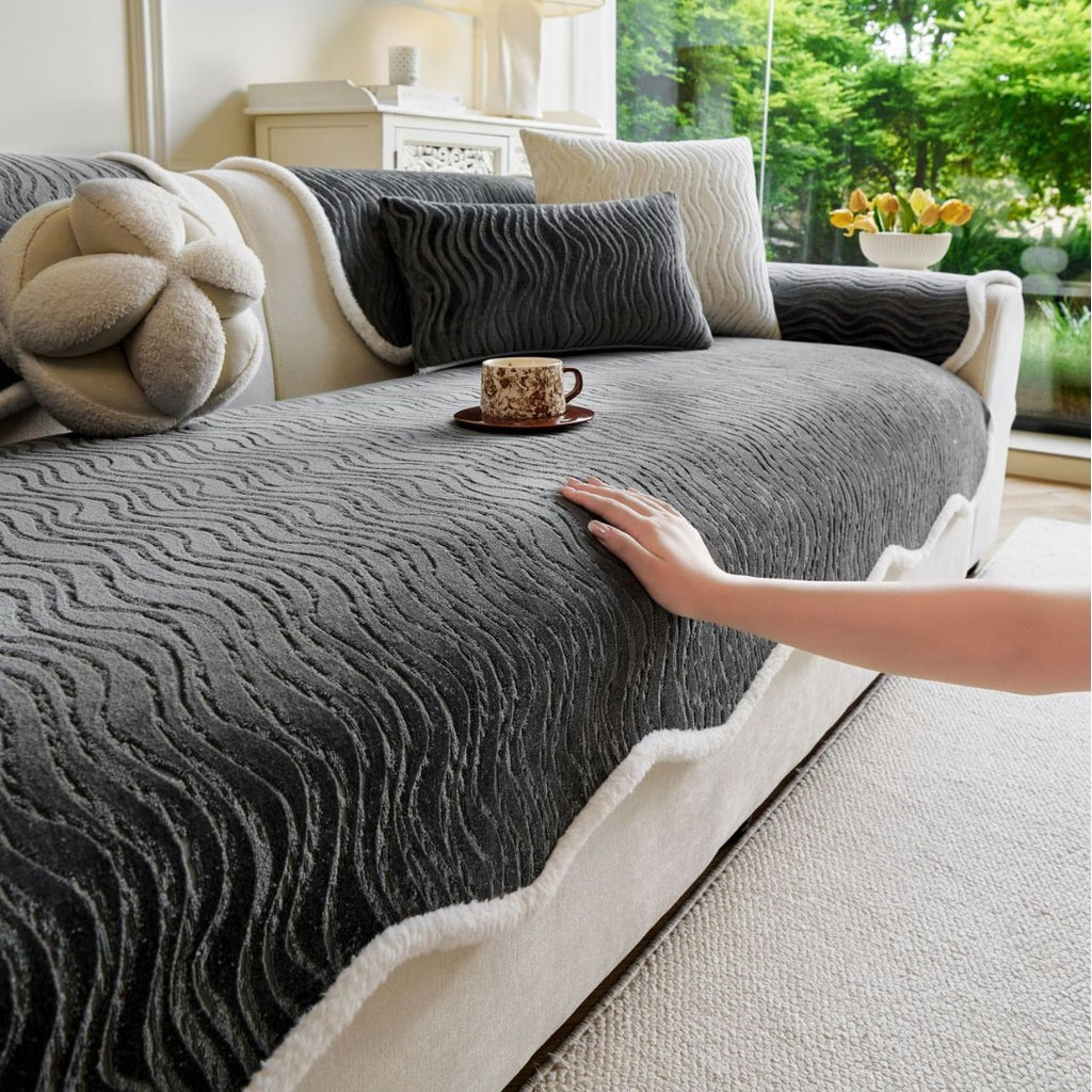 Chenille Sofakissenbezug – Streifen, 70–240 cm – Bild 4 | LuxeStyle