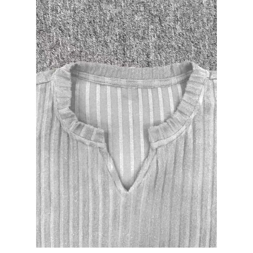 V-Ausschnitt Langarm Pullover in Grau – Bild 5 | LuxeStyle
