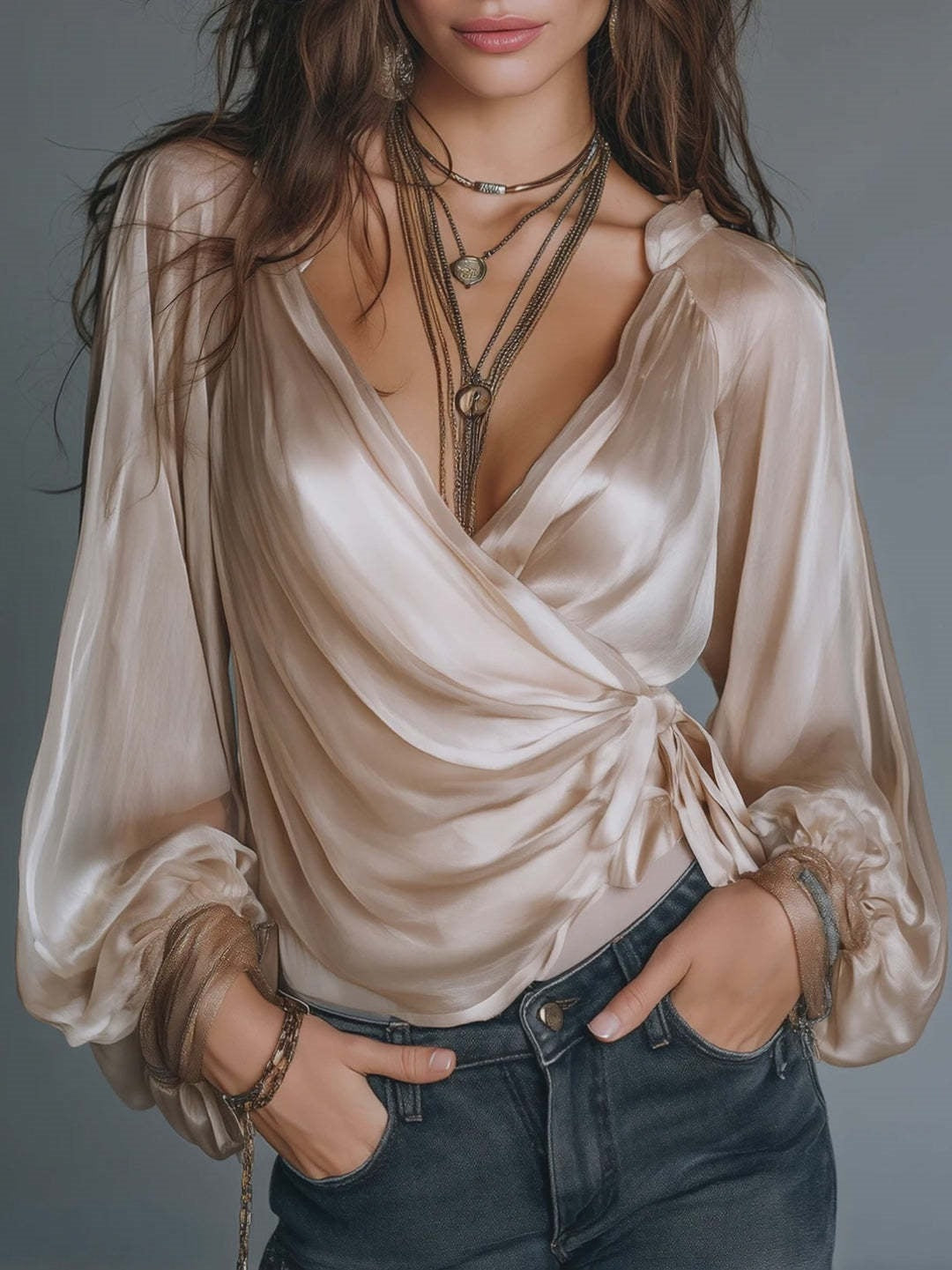 V-Ausschnitt Bluse