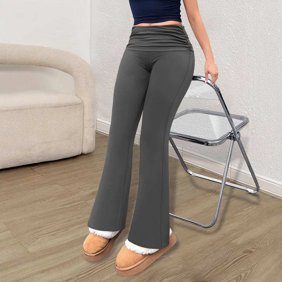 Gestrickte Leggings mit gerafftem Bund