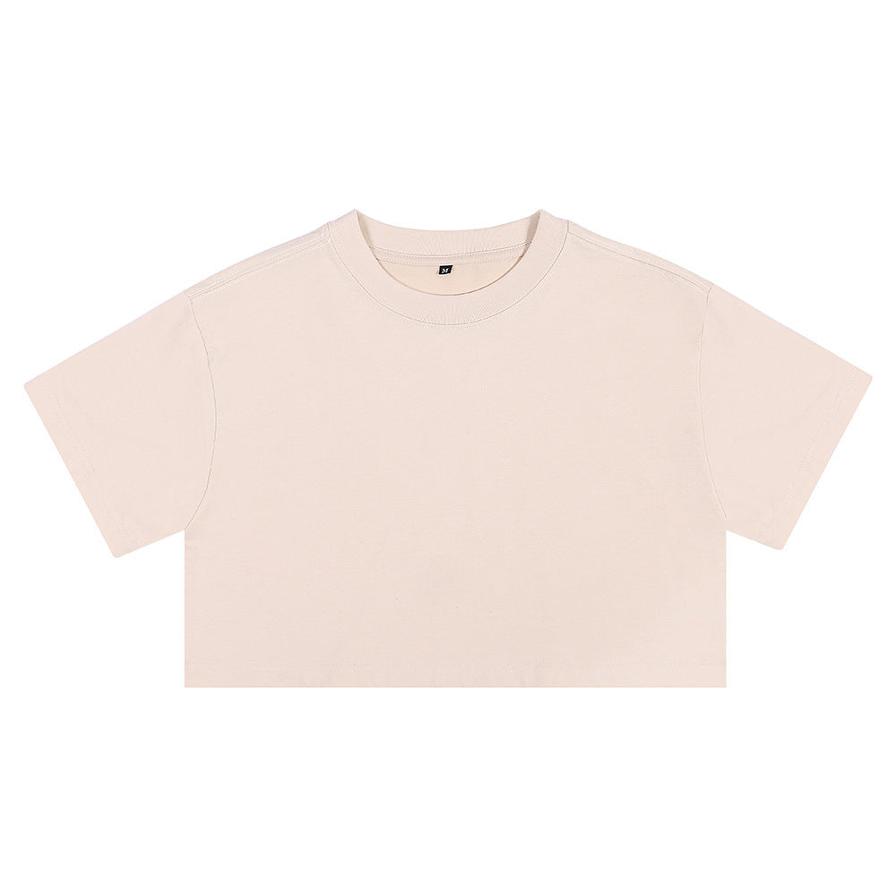 Kurzes Baumwoll-Crop-Top mit Rundhals