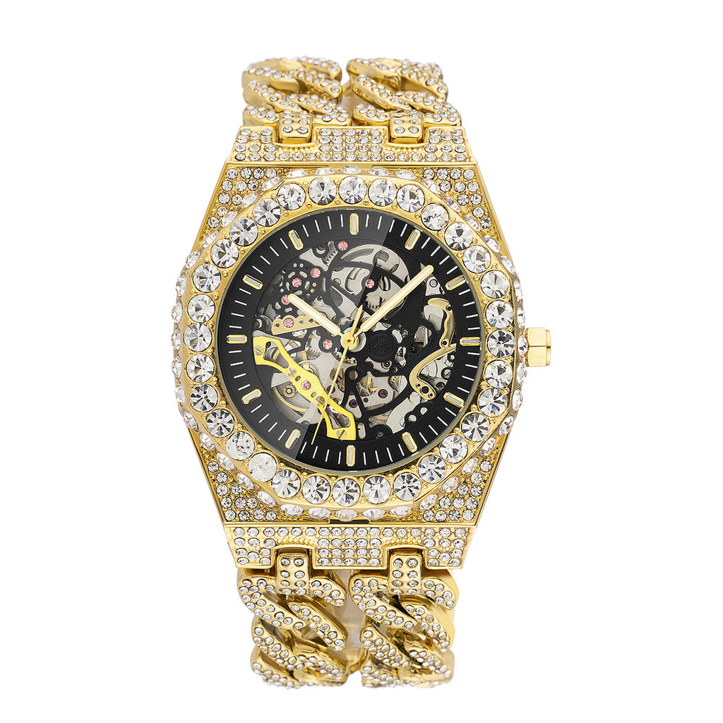 Männliche Hip-Hop-Armbanduhr mit Volldiamanten
