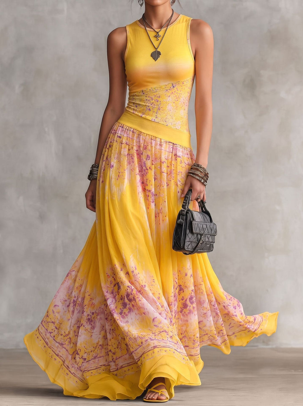 Boho-Maxi-Kleid ohne Ärmel, gestreift – Bild 2 | LuxeStyle