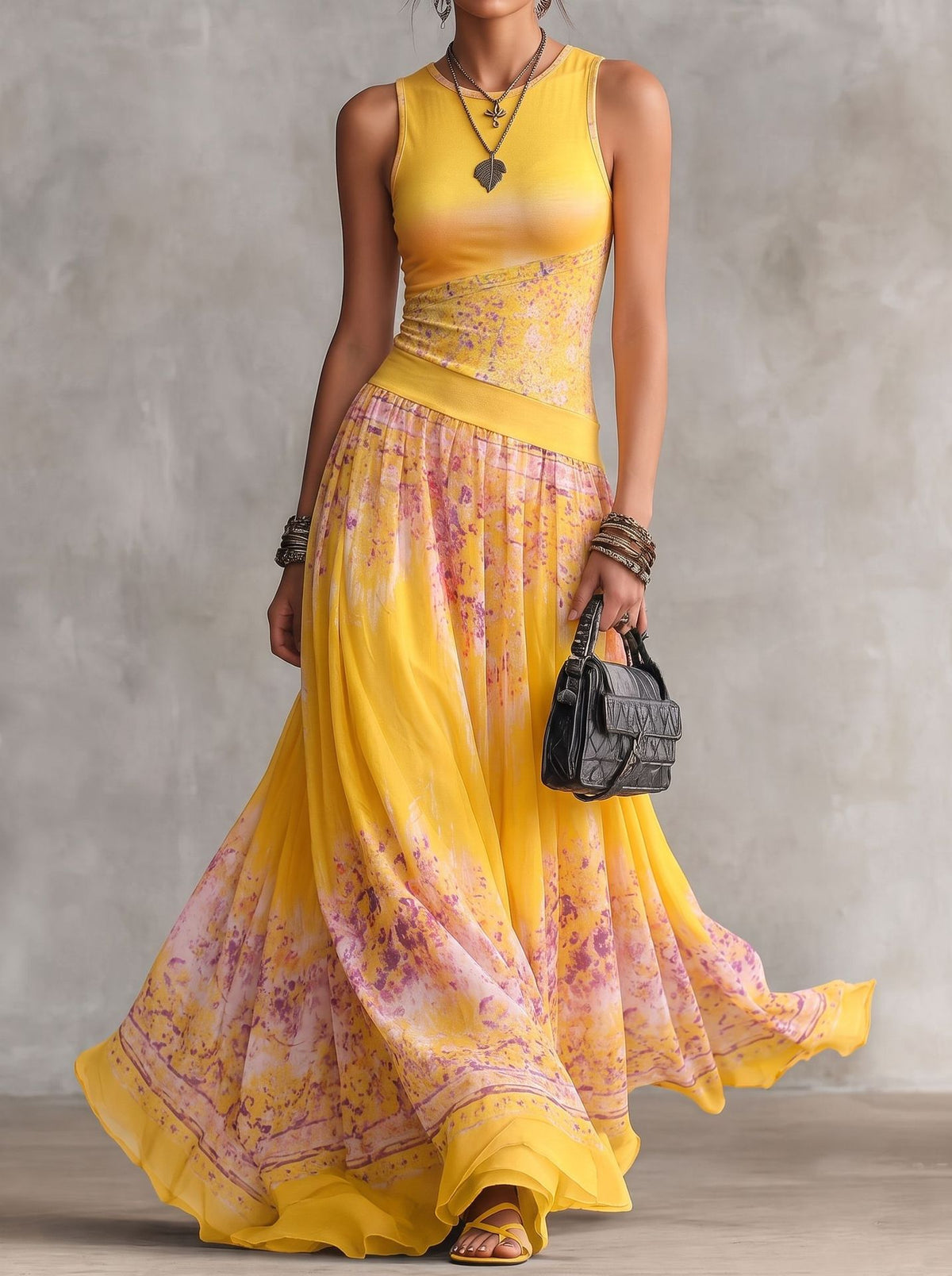 Boho-Maxi-Kleid ohne Ärmel, gestreift – Bild 2 | LuxeStyle