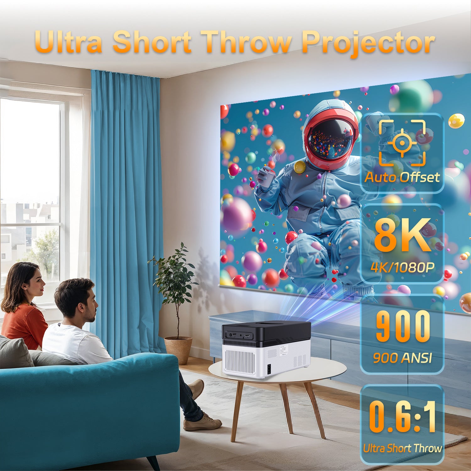Ultra-Short-Fokus 1080p Projektor mit 8K Smart