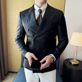 Doppelreihiger Lederblazer aus Leinen-Woll-Mischung – Bild 7 | LuxeStyle