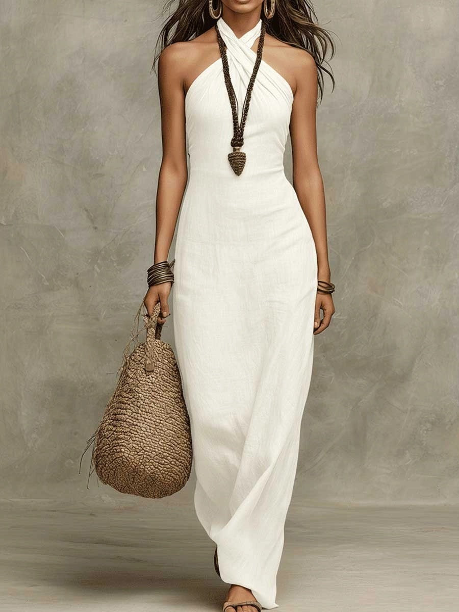 Elegantes Neckholder Maxi-Kleid