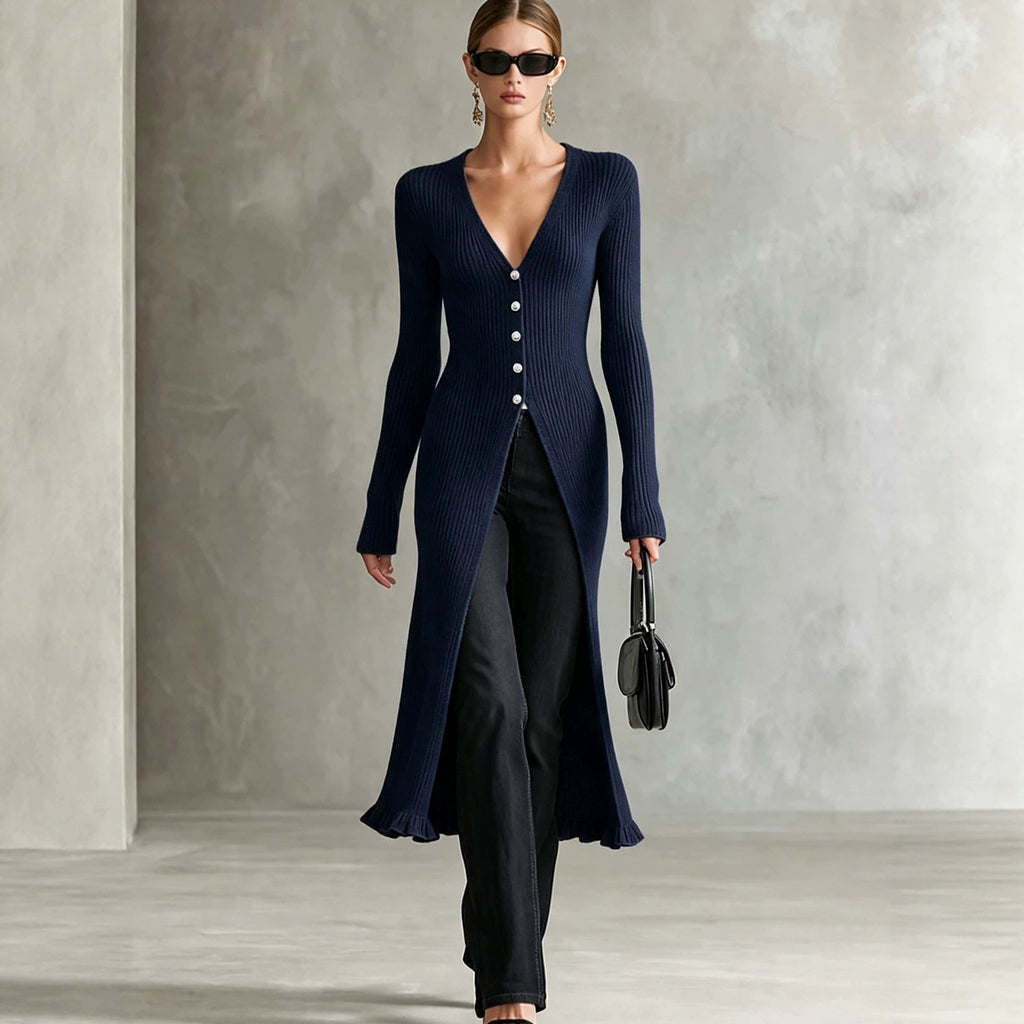 Langer Strick-Cardigan für Damen – Bild 5 | LuxeStyle