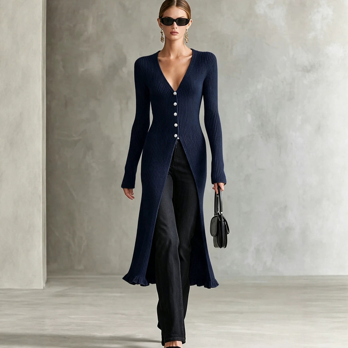Langer Strick-Cardigan für Damen – Bild 5 | LuxeStyle