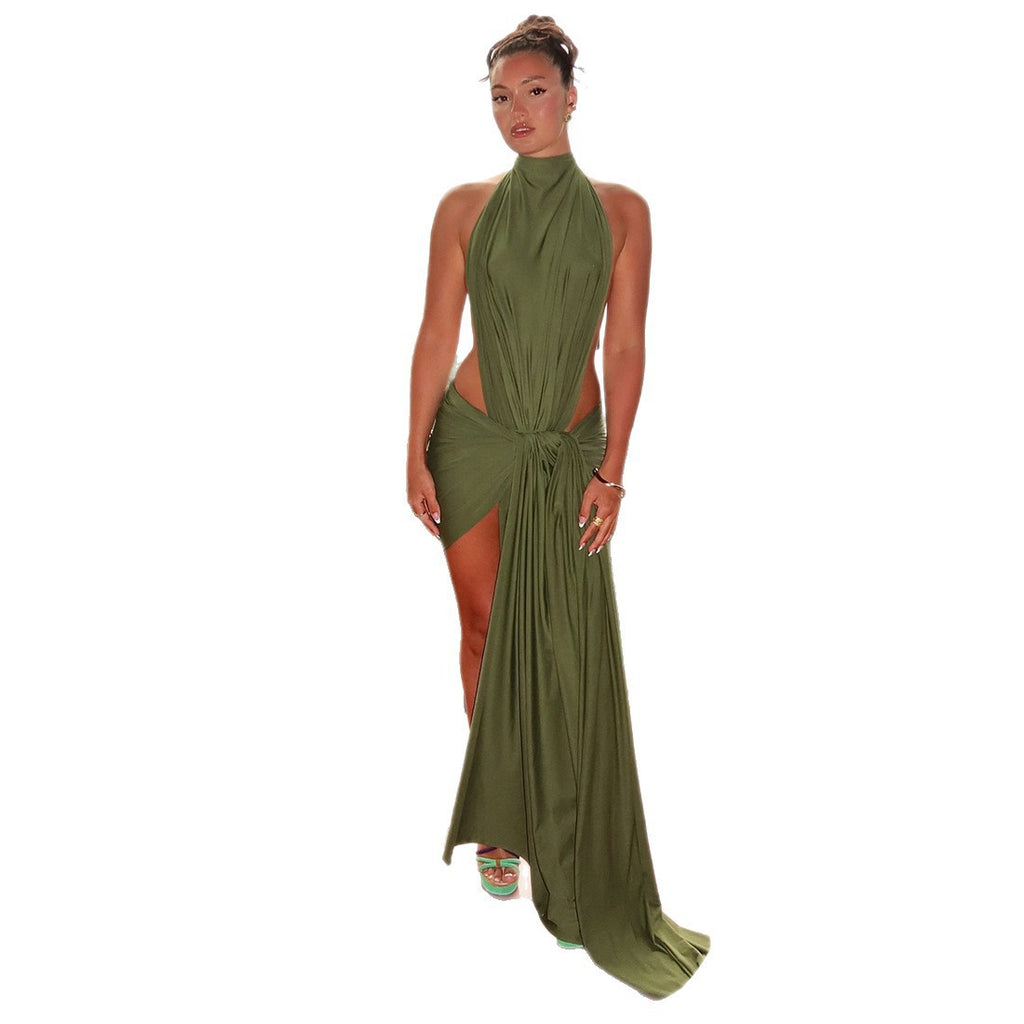Elegantes Bodycon Halterneck-Kleid mit Schnürung