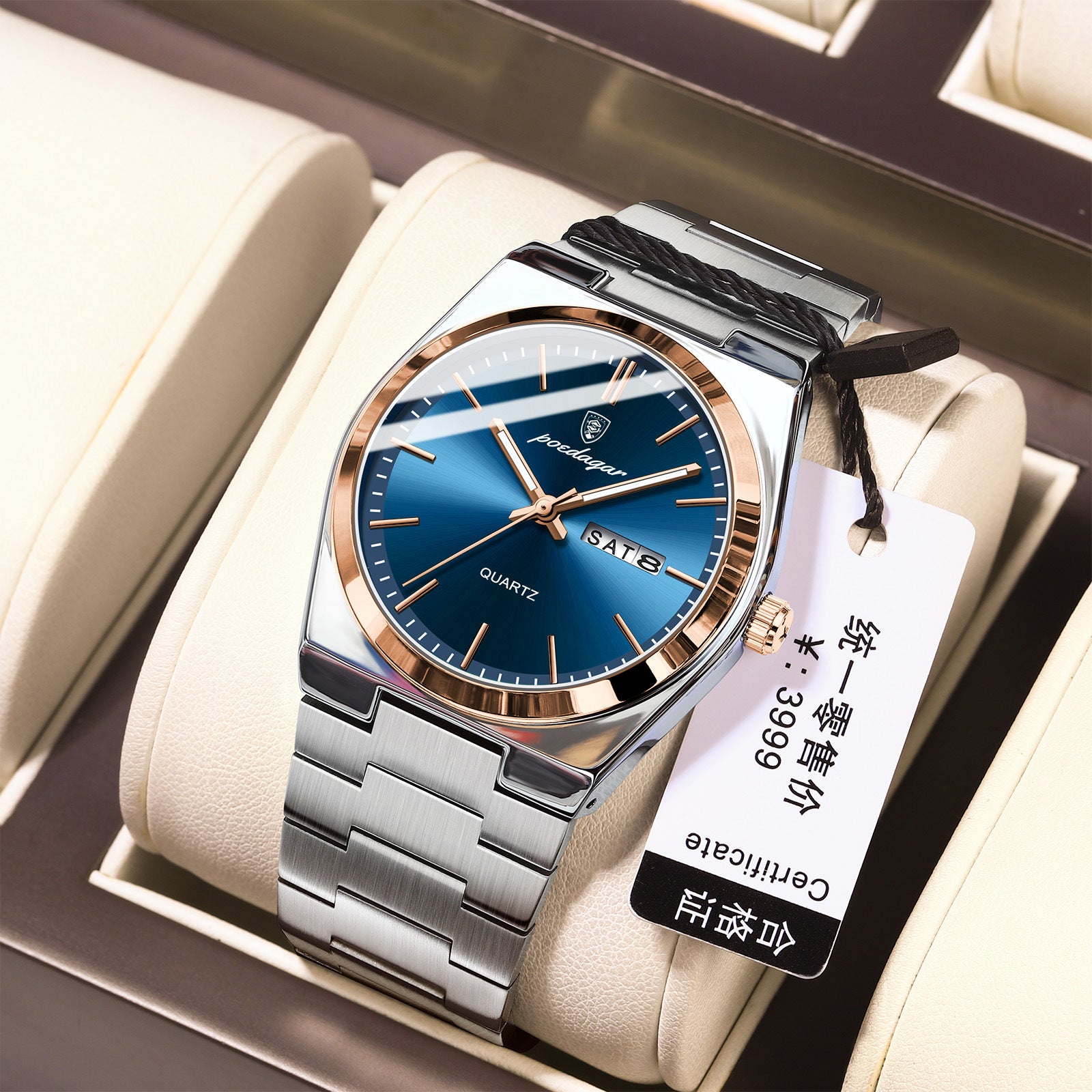 Ultraflache Herrenuhr wasserdicht, leuchtend