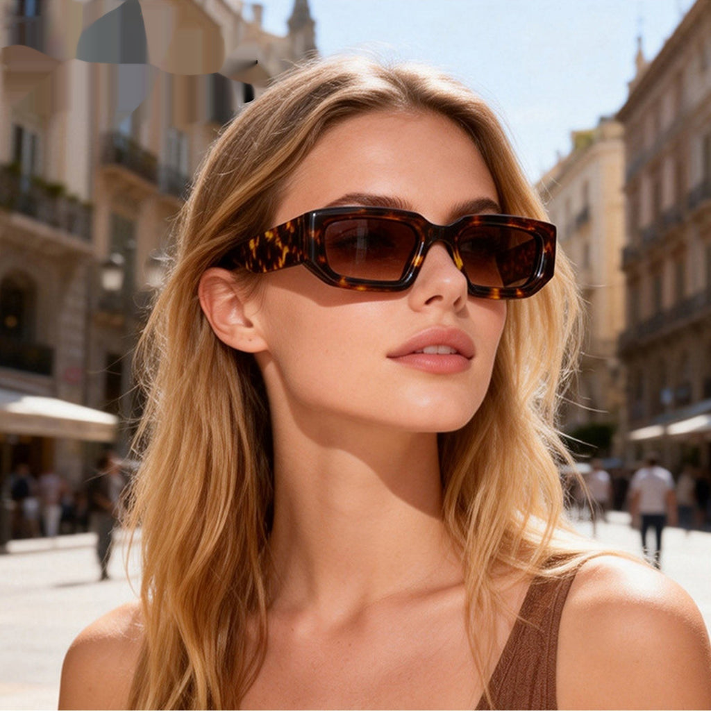 Trendige quadratische Sonnenbrille mit breiten Bügeln
