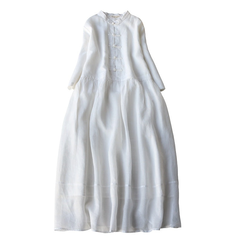 Retro Leinenkleid mit Froschknöpfen – Bild 5 | LuxeStyle