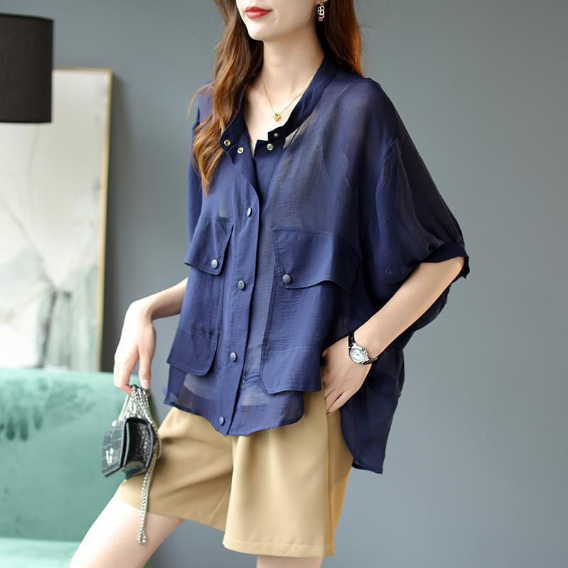 Einfarbiger Sommer-Cardigan mit UV-Schutz