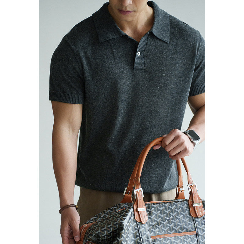 Tencel-Leinen Strick-T-Shirt mit Blumenmuster
