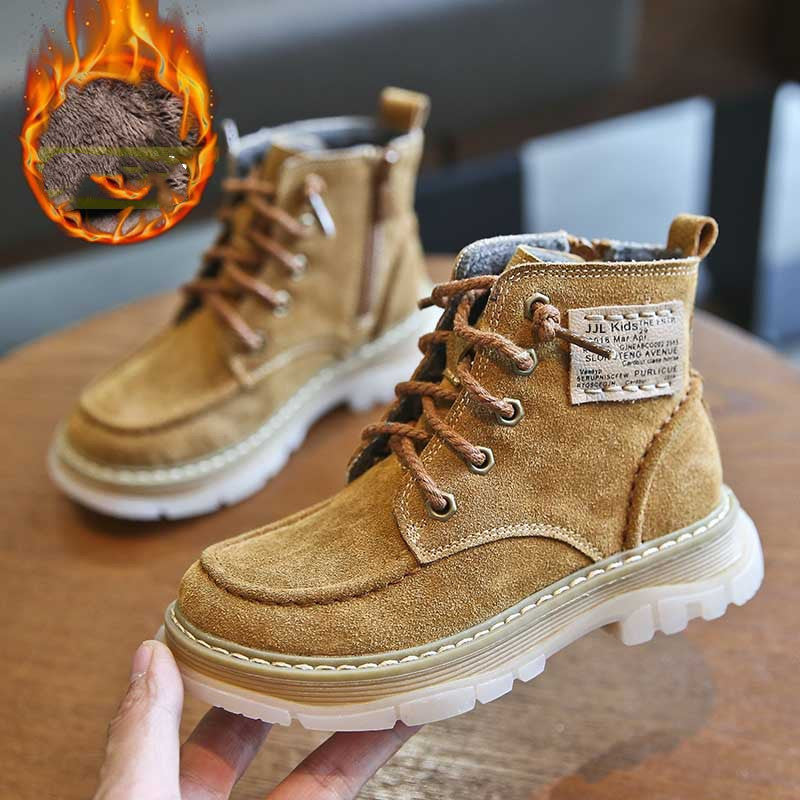 Kinder Martin Boots aus Leder und Samt