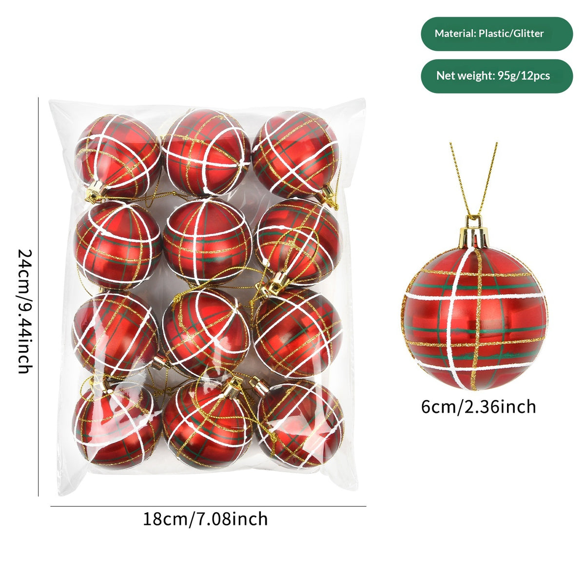 12 Stück 6 cm Checkermuster‑Bälle – Bild 2 | LuxeStyle