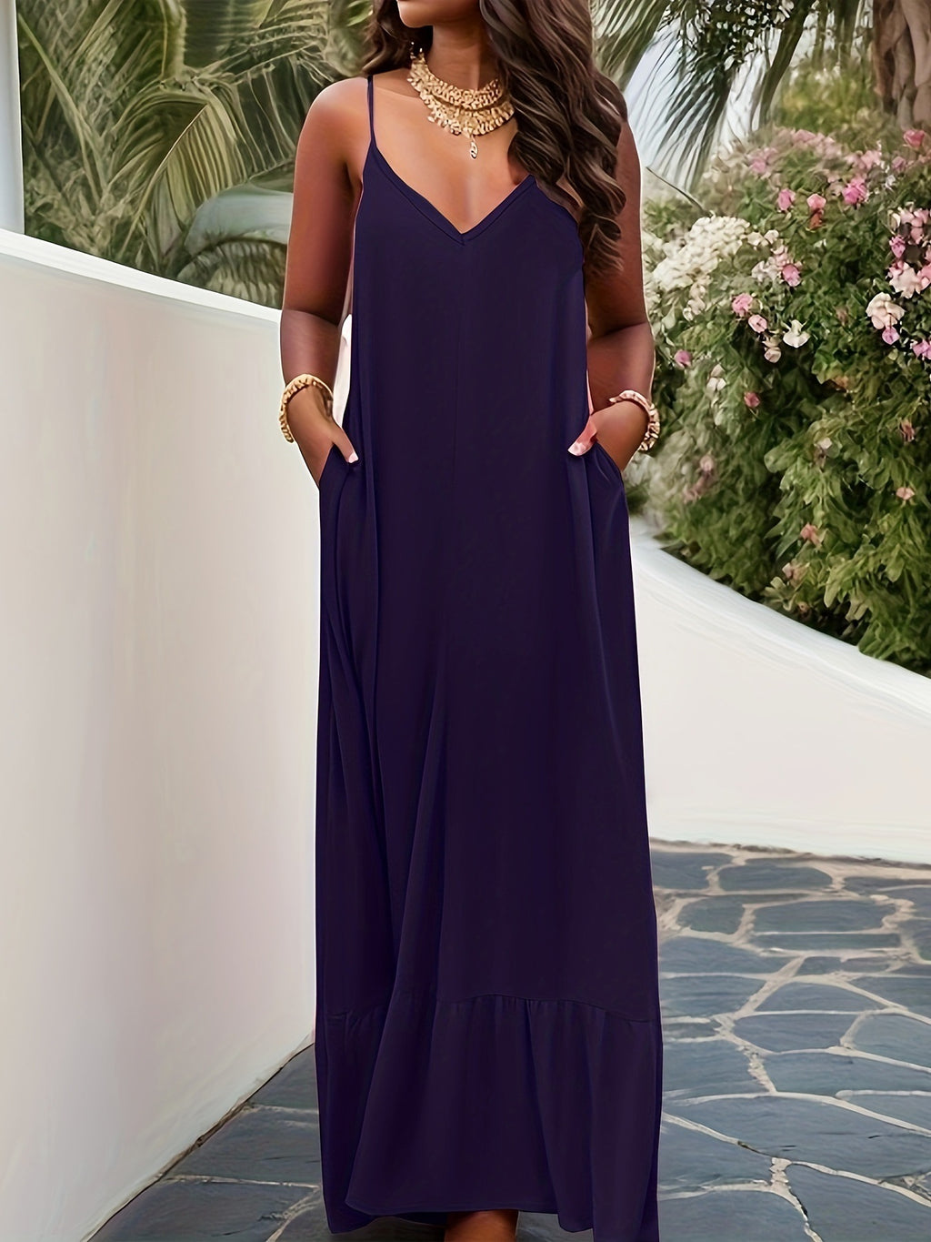 Elegantes Trägerkleid in Einfarbig