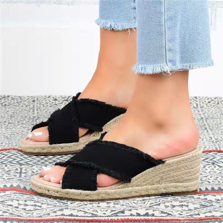 Weite Espadrille‑Sandalen mit Querband | LuxeStyle