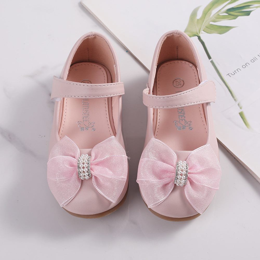 Mädchen-Lauflernschuhe mit PU-Leder & Schleife