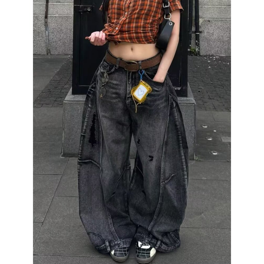 Schwarze, distressed Jeans