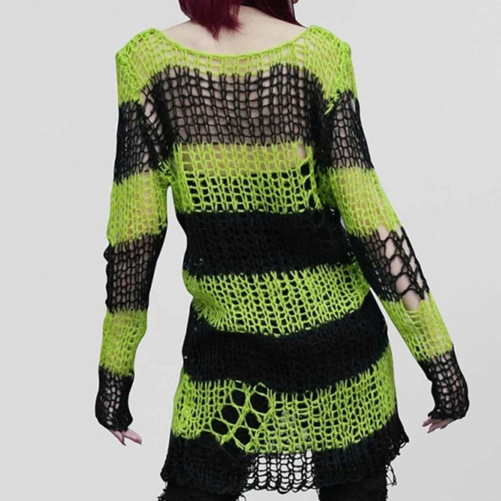 Gestreifter Strickpullover mit Cut-Outs