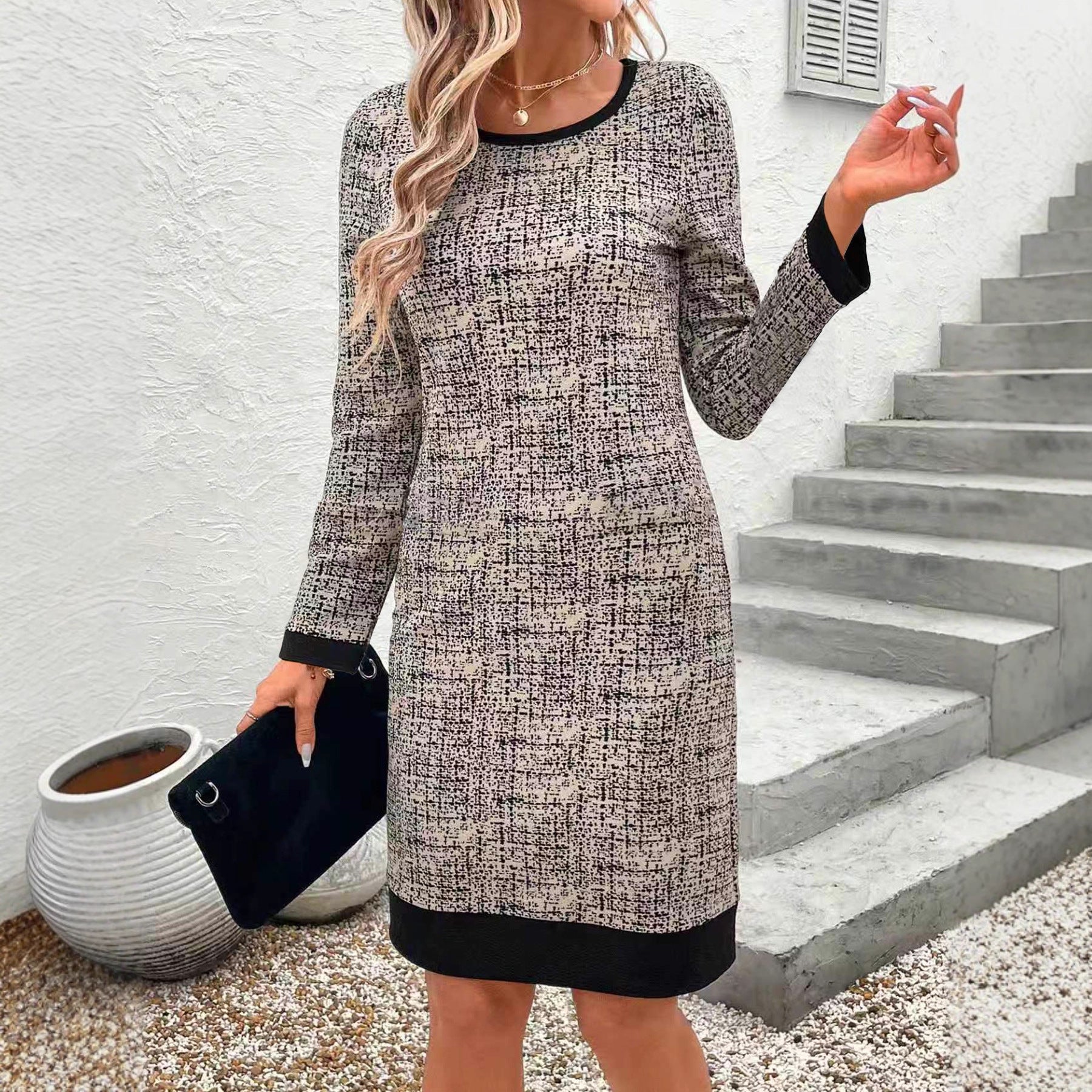 Elegantes Color-Block Midi-Kleid für Damen
