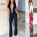 Lace-Up Jumpsuit Slim Fit – Durchsichtiges Spitzenmuster