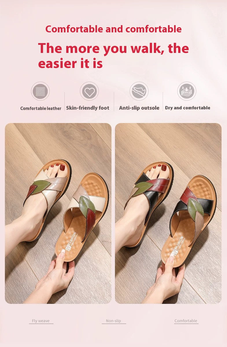 Bequeme Leder-Sandalen mit flacher Sohle – Bild 15 | LuxeStyle