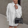 Weisse Baumwollbluse mit Tunnelzug und Revers – Bild 6 | LuxeStyle