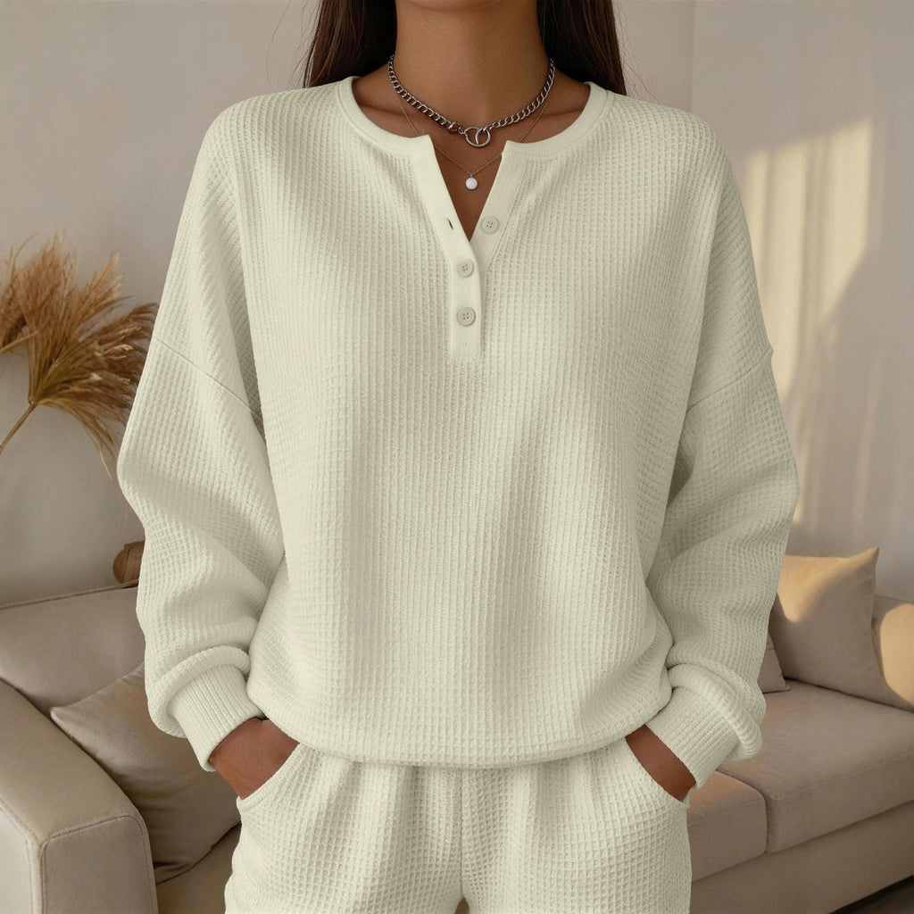 Einfarbiges Wellenspitzen-Pullover für Damen